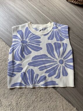Boutique Cream Tank with Lavender Daisy Print